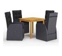 Ensemble de Salle à Manger de Jardin 5 pcs Table et Chaises de Repas de Patio Mobilier à Dîner de Terrasse Mobilier d'Extérieur Noir