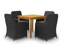 Ensemble de Salle à Manger de Jardin 5 pcs Table et Chaises de Repas de Patio Mobilier à Dîner de Terrasse Salon de Jardin Extérieur Noir 3067726