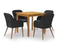 Ensemble de Salle à Manger de Jardin 3 pcs Noir Mobilier à Dîner Patio vidaXL