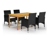 Ensemble de Salle à Manger de Jardin 5 pcs Table et Chaises de Repas de Patio Salon de Jardin Mobilier à Dîner d'Extérieur Terrasse Noir