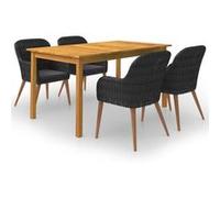 Vidaxl Ensemble De Salle À Manger De Jardin 5 Pcs Noir