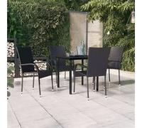 Vidaxl Ensemble De Salle À Manger D'extérieur 5 Pcs Noir Noir