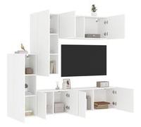 Vidaxl Unités Murales Tv 5 Pcs Blanc Bois D'ingénierie Blanc
