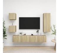 vidaXL 5-delige Tv-meubelset spaanplaat sonoma eikenkleurig3079011 Brun G