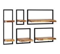 vidaXL Ensemble d'étagères murales en bois d'acacia massif et acier 5 pcs Brun Salon