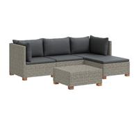 vidaXL 5 pc Ensemble de Salon en Rotin avec Coussins GENDT Gris Kubu, Salon, Jardin et terrasse, Ensemble de Salon en rotin, canapé modulable, mobilier d'extérieur, Assise Confortable