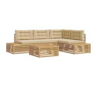 vidaXL 5 Pièce Ensemble de canapés d'extérieur Polyester Blanc, Canapé de Jardin, Salon Moderne, mobilier de terrasse, Ensemble Confortable, Durable et Relaxant