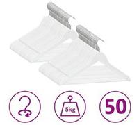 vidaXL 50-delige Kledinghangerset anti-slip hardhout wit289915 Blanc G