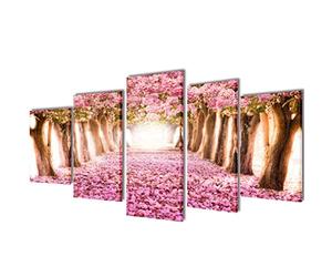 vidaXL 5x Toiles Murales Imprimées Cerisiers Fleurs Salon Image Tableau de Mur