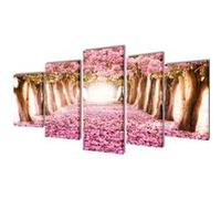 vidaXL 5x Toiles Murales Imprimées Cerisiers Fleurs Salon Image Tableau de Mur Multicolore G