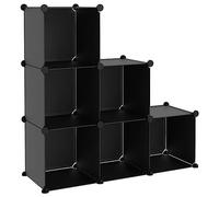 vidaXL 6× Cubes de Rangement Étagère Escalier de Bureau Armoire de Dortoir Organisateur de Rangement Panneaux Empilables Intérieur Noir PP