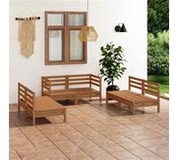 Vidaxl Salon De Jardin 6 Pcs Marron Miel Bois De Pin Massif Marron