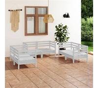 vidaXL 6-delige Loungeset massief grenenhout wit3082583 Blanc G