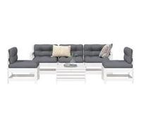 vidaXL 6-delige Loungeset massief grenenhout wit3250737 G