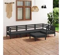 vidaXL 6-delige Loungeset massief grenenhout zwart3082706 Noir G