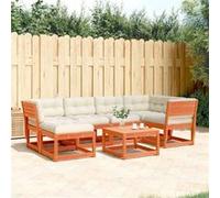 Vidaxl Salon De Jardin 6 Pcs Avec Coussins Cire Marron Bois Pin Massif