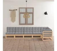 vidaXL 6-delige Loungeset met kussens massief grenenhout3076614 Bois G