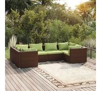 Vidaxl Salon De Jardin 6 Pcs Avec Coussins Résine Tressée Marron Marron