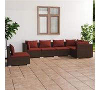 Salon de Jardin 5 pcs avec Coussins Résine Tressée Marron Mobilier vidaXL
