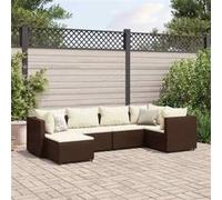 vidaXL 6-delige Loungeset met kussens poly rattan bruin3308209 Marron G