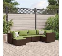 Vidaxl Salon De Jardin 6 Pcs Avec Coussins Marron Résine Tressée