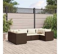 6-delige Loungeset met kussens poly rattan bruin3308249