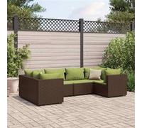 vidaXL 6-delige Loungeset met kussens poly rattan bruin3308254 Marron G