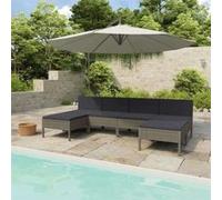 vidaXL Salon de jardin 6 pcs avec coussins Résine tressée Gris
