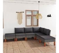 6-delige Loungeset met kussens poly rattan grijs3059713