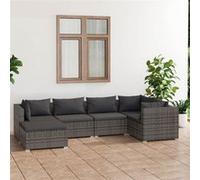 Salon de Jardin 7 pcs avec Coussins Résine Tressée Noir Mobilier Patio vidaXL
