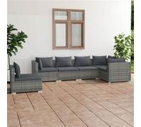 vidaXL 6-delige Loungeset met kussens poly rattan grijs3102325 Gris G