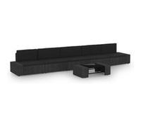 vidaXL 6-delige Loungeset met kussens poly rattan zwart3067143 Noir G