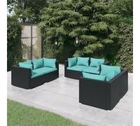 Vidaxl Salon De Jardin 6 Pcs Avec Coussins Résine Tressée Noir Noir