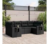 vidaXL 6-delige Loungeset met kussens poly rattan zwart3252912 G