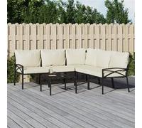 Vidaxl Salon De Jardin 6 Pcs Avec Coussins Sable Acier