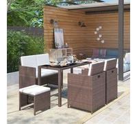 vidaXL 6-delige Tuinset met kussens poly rattan bruin43904 Marron G