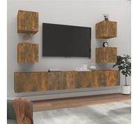 vidaXL 6-delige Tv-meubelset bewerkt hout gerookt eikenkleurig3114267 Marron G