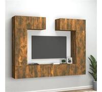 Vidaxl Ensemble De Meubles Tv 6 Pcs Chêne Fumé Bois D'ingénierie Marron