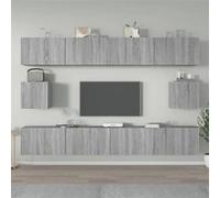 vidaXL 6-delige Tv-meubelset bewerkt hout grijs sonoma eikenkleurig3114372 Gris G