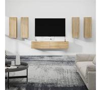 vidaXL 6-delige Tv-meubelset bewerkt hout sonoma eikenkleurig3114344 Marron G