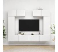 vidaXL 6-delige Tv-meubelset bewerkt hout wit3078699 Blanc G