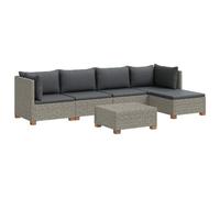 vidaXL 6 pc Ensemble de Salon en Rotin avec Coussins GENDT Gris Kubu, Ensemble de Salon en rotin, sièges modulables pour Le Salon, Jardin et terrasse, mobilier d'extérieur, avec Coussins
