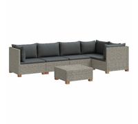 vidaXL 6 pc Ensemble de Salon en rotin avec Coussins GENDT Gris Kubu, Ensemble de Salon en rotin, sièges modulables pour Salon, Jardin et terrasse, Coussins Confortables, Design Pratique