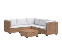 vidaXL 6 pc Ensemble de Salon en Rotin avec Coussins GENDT Naturel, Salon, Jardin et terrasse, Ensemble Lounge en rotin, sièges d'extérieur, Coussins en Mousse, canapé Confortable