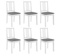vidaXL 6 pcs Chaises à dîner avec coussins Blanc Bois solide Blanc