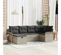 vidaXL 6 pièces Canapé de jardin avec coussins Gris clair Poly Rattan 3358881 Gris G
