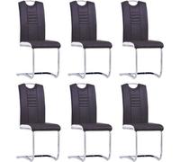 vidaXL 6 x Chaises cantilever Chaise de salle à manger Chaise rembourrée Chaise à dossier haut Chaise de cuisine Chaise de salle à manger Noir Similicuir