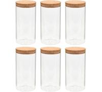 vidaXL Pots de conservation en verre – 6 pièces, couvercles en liège, 1400 ml