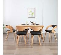 Chaises à manger lot de 6 noir bois courbé et similicuir Noir G