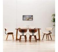 vidaXL 6x Bois Courbé Chaises de Salle à Manger Chaises à Dîner Chaises de Repas Chaises de Cuisine Siège de Cuisine Chaises de Salon Maison Crème Similicuir Crème G